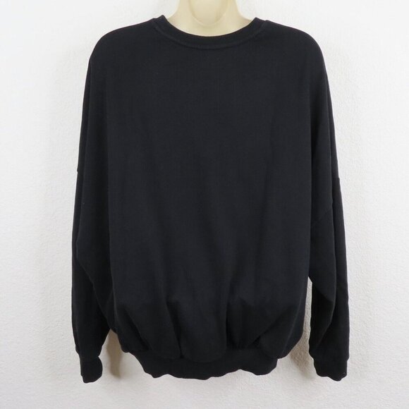 GUESS Womens Small Solid Black Embroidered Logo Collar Long Sleeve Sweatshirt - Picture 5 of 10